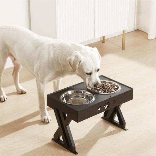 Dog Double Bowls Adjustable Elevated Feeder Pet Feeding Raise Cat Food Water Bowls with Stand Stainless Steel Lift Tabel for Dog