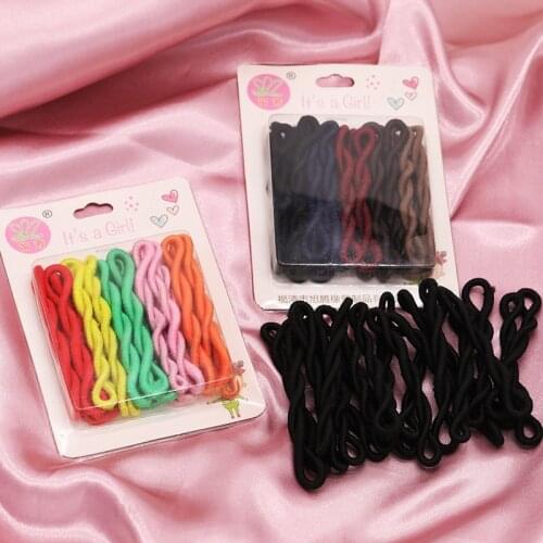 20PCS Simple Pure Children Adult Hair Rope Black Color Candy Color Elastic Girl Ponytail Hair Circle Hair Accessories