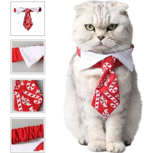 Christmas Pet Tie Dog Accessories Candy Print Bow Tie Collar For Cats Funny Cat Costume Xmas New Year Pet Products Supplies