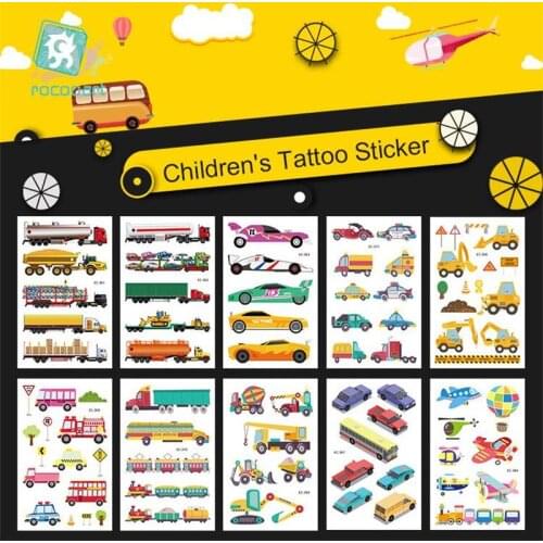 Cute Car Aircraft Design Water Transfer Waterproof Temporary Tattoo Stickers For Kids Girl Children Gift Fake Tattoos