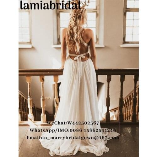 Sexy Backless Cheap Country Beach Wedding Dresses 2019 A Line Vintage Lace Plus Size Chiffon Boho Hippie Greek Vestido De Novia