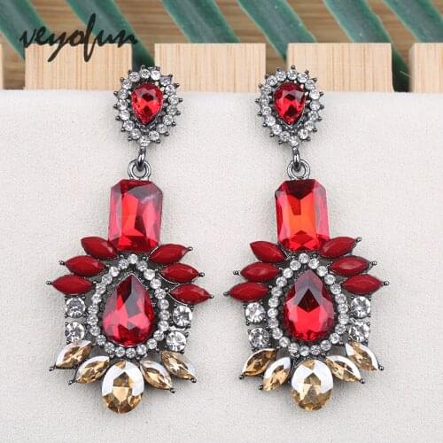 Veyofun Ethnic Acrylic Crystal Drop Earrings Vintage Geometric Dangle Earrings For Women Fashion Jewelry New