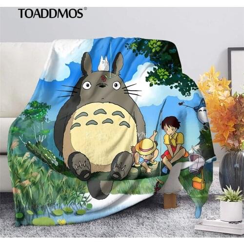 TOADDMOS Anime My Neighbor Totoro Cute Kids Boys Girls Fleece Blanket Warm Fall Thin Sofa Throw Blanket for Adult Soft Nap Quilt