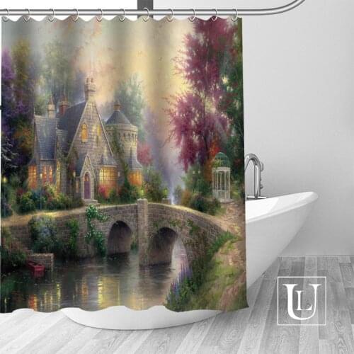 Custom The fairy tale cottage Shower Curtain new large European & American style print edition polyester shower curtain