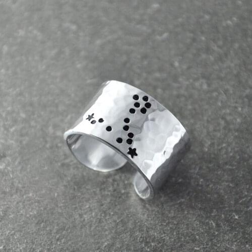 Pisces Zodiac Constellation Ring, Pisces ring, Pisces birthday gift, Wide band zodiac ring, Horoscope Ring, Astrology Jewelry