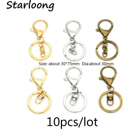 10pcs/lot Rhodium Gold-color Antique Bronze Lobster Clasp Key Hook Chain Jewelry Making for Keychain Jewelry Accessories