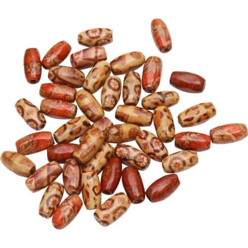 100 PCs/bag Wood Color Square Vintage Painted Wooden Beads African Hair Rings Reggae Braided Dreadlock Accessories