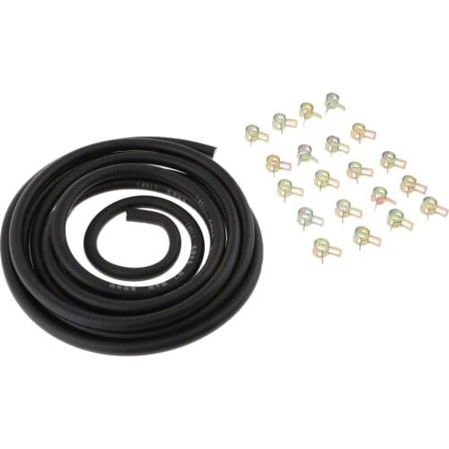 3meters 1/4'' Vacuum Spring Fuel Oil Water CPU Hose Clip Pipe Tube with 20Pieces 2/5'' Hose Clamps kit Easy to Install