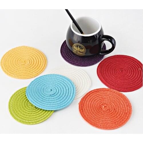 4/6/8 Pieces Modern PVC Woven Placemat Round Solid Non Slip Insulation Coaster Large Dinner Mat Set Coffee Table Pad&Mats