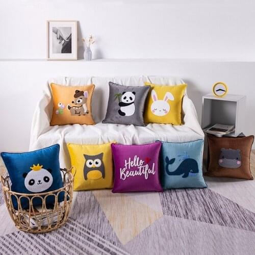 45 X 45cm Elastic Animal Plush Pillow Stretch Printing Four-corner Cushion Filling Cotton-padded Decorative Headrest For Sofa