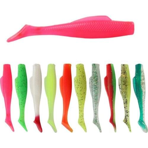 6Pcs/Lot Floating Jig Wobblers Fishing Lures 85mm 5g Artificial Double colors Silicone Soft Baits T tail Swimbait Minnow Lure