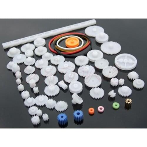 1SET New 60pcs Type Plastic Shaft Single Double Reduction Crown Worm Gears DIY Robot