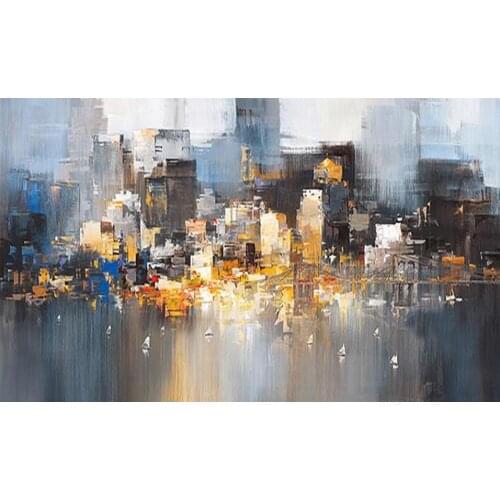 Large DIY 5D Diamond Painting Abstract city landscape Full Round square Cross Stitch Rhinestone Mosaic Home Decor YG1596