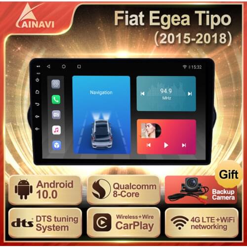 Car Radio Android 10.0 QLED For Fiat Egea Tipo 2015-2018 Auto Stereo Multimedia Video Player Navigation Android Auto Carplay GPS