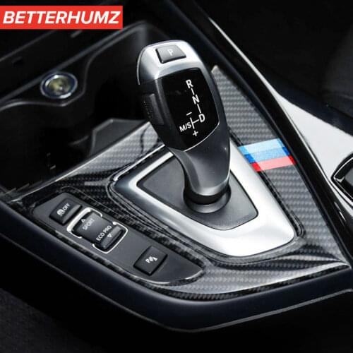 BETTERHUMZ Carbon Fiber Gear Shift Control Panel Cover Interior Trim Sticker For BMW F20 F21 2012-2019 Car Interior Accessories