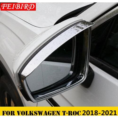 Side Door Rearview Rear View Mirror Protector Shell Cover Trim Bright Silver Carbon fiber For Volkswagen T-Roc T Roc 2018 2019