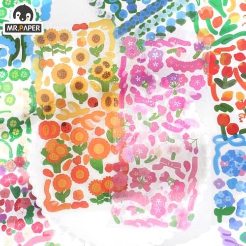 Mr Paper 8 Designs 1Pc/bag Ins Style Flower Language Series Creative Hand Account DIY Decor Collage Material Plain Sheet Sticker