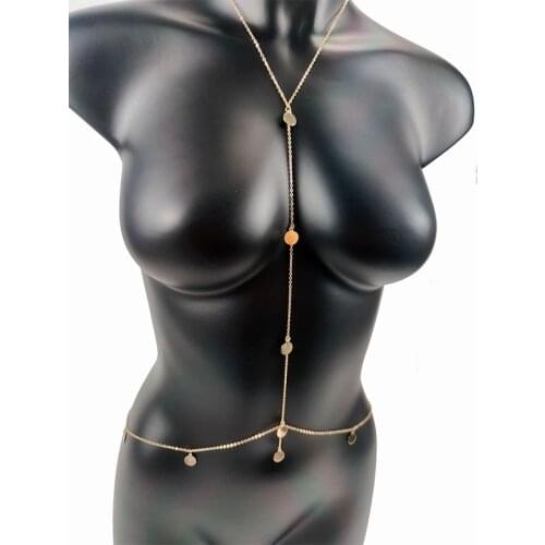 Sequins Chest Chains Sexy Body Jewelry Charm Goth Body Chain Bikini for Women Summer Accessories Beach Waist Necklaces Pendant