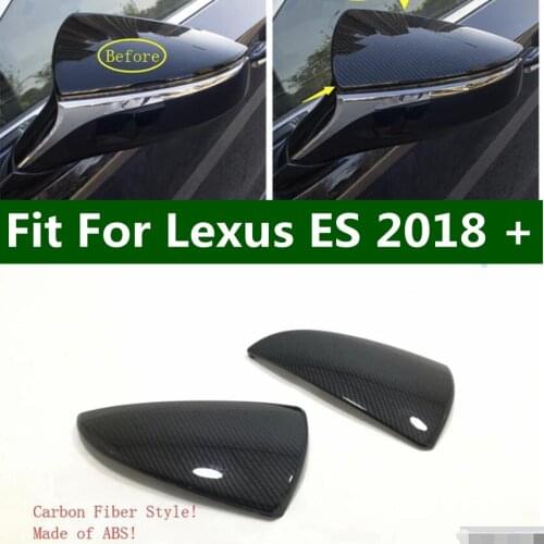 Lapetus Door Wing Case Rearview Mirror Decoration Frame Cover Trim ABS Fit For Lexus ES 2018 2019 2020 / Chrome / Carbon Fiber