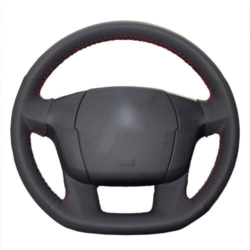 Yuji-Hong Top Layer Genuine Cow Leather Car Steering Wheel Covers Case for Citroen C4L C4 Hand-stitched Cover