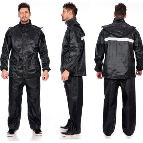 Black Motorcycle Black Adult Raincoat Waterproof Rain Gear Suit Men Outdoor Pants Set Hiking Rainwear Raincoat Women Windbreaker
