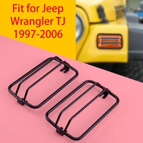 CITALL 2pcs Front Bumper Side Marker Wheel Eyebrow Turn Signal Light Cover Guard Fit for Jeep Wrangler TJ 1997-2004 2005 2006