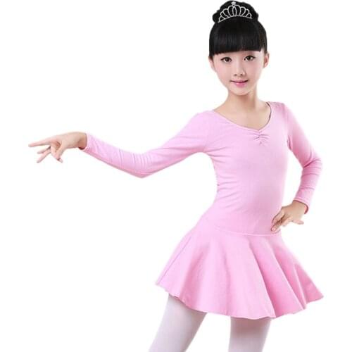 2018 Long Sleeve Childrens Dance Costume Autumn Winter Girl Pure Cotton Bowknot Ballet Dance Dress Openable Crotch Pure Cotton