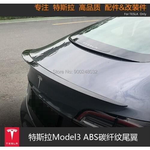 For Tesla Model 3 2017-2020 ABS Plastic Unpainted Color Rear Roof Spoiler Wing Trunk Lip Boot Cover Car Styling
