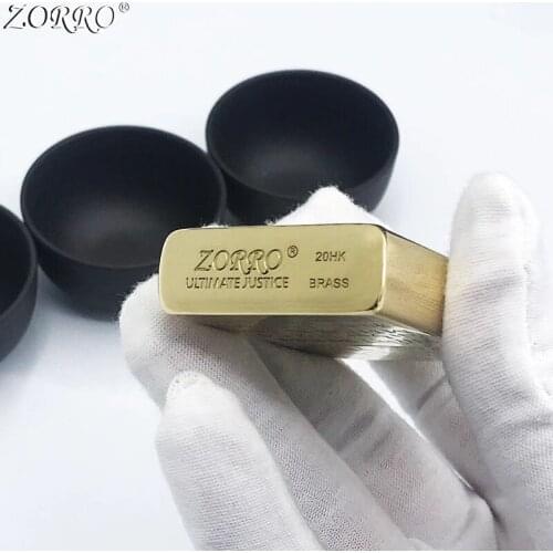 Zorro Kerosene Lighter Pure Copper Carving Love Letter In Different Language Pattern Gasoline Lighter Men Gift Outside Tool