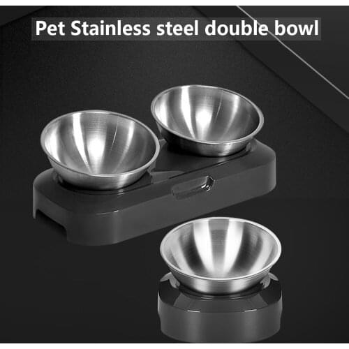 Easy to Clean Stainless Steel Cat Bowl Dog Food and Water Bowls with Stand Metal Cats Dogs Double Single Pet Feeding Feeder Bowl