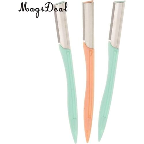 MagiDeal 3 Pieces Women Face Eyebrow Hair Removal Safety Razor Trimmer Shaper Facial Hair Mini Makeup Shaver