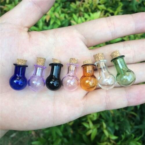 Mini Round Ball Shaped Glass Bottles With Corks Cute Creative Jars Vials Gifts Wishing Bottles Mix 7 Colors 10 Sets