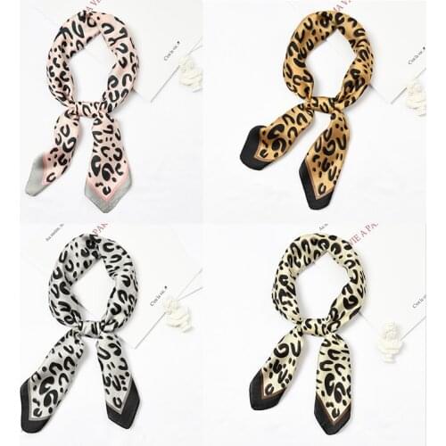 Yishine 20pc Mix Colors Multifunction Sexy leopard Printed Womens Satin Small Square Wraps Scarves Shaw Polyester Silk Scarf