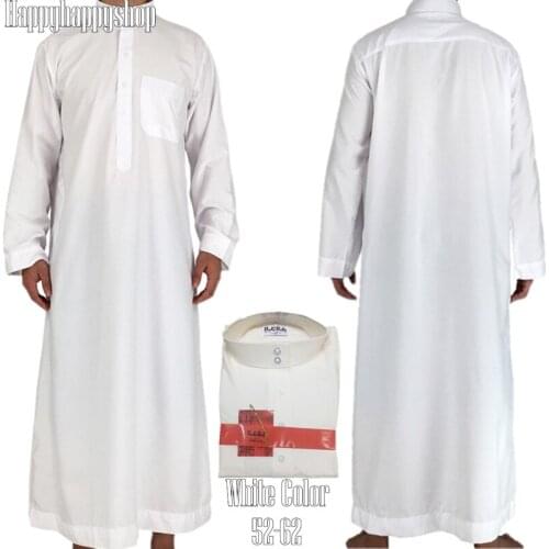 Men White Color Jubba Thobe Plus Size Saudi Arab Jalabiya Long Sleeve Abaya Islamic Clothing Long Kaftan Robe Pakistan Costumes