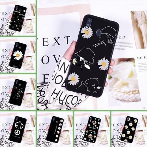 Soft Phone Case Silicone For Samsung Galaxy M40 M30 M20 M10 Daisy Flower Black Cool White Back Cover For Samsung M10 M20 M30 M40