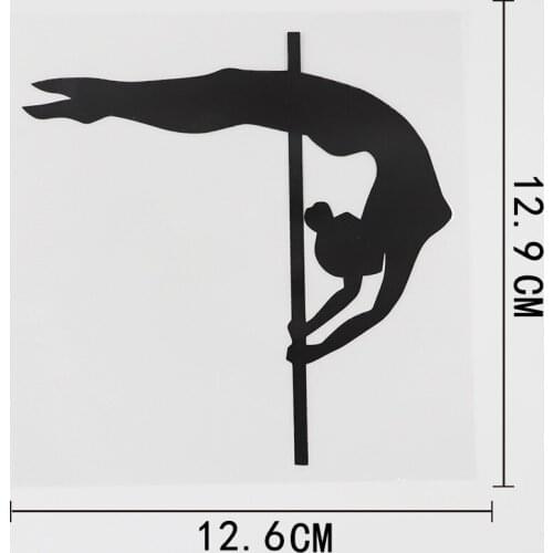 12.6CMX12.9CM Sexy Girl Pole Dancing Dancer Decal Vinyl Car Sticker Black/Silver 8A-0773