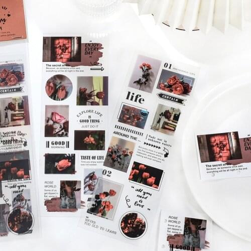 2 Pcs Scenery Flowers Green Plant Planner Stickers PET Transparent Sticker For Scrapbooking Calendars Arts Kids Diy Crafts