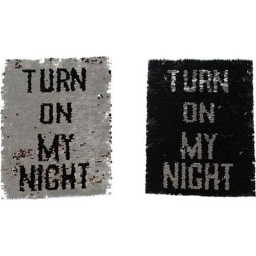 1PCS Reversible Sequins Sew On Patches for clothes DIY Letter Patch Applique Bag Clothing Coat Sweater Crafts