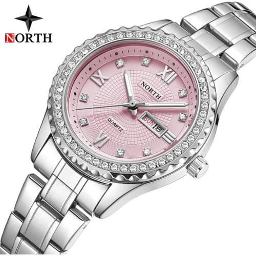 NORTH Ladies Fashion Watches Top Brand Luxury Quartz Wristwatch Bracelet Women Date Waterproof Girls Clock Relogio Feminino