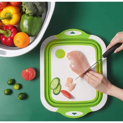 New Multifunctional Folding Drainage Basket Cutting Board Drainage Basket Portable Folding Wash Basin Sink Kitchen Tool