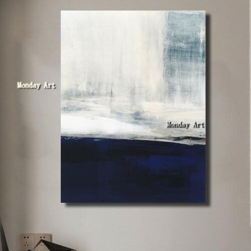 Newest gift 100%Hand Painted Modern Large Abstract White Blue Art Home Decor Canvas painting art Handmade Oil Painting On Canvas