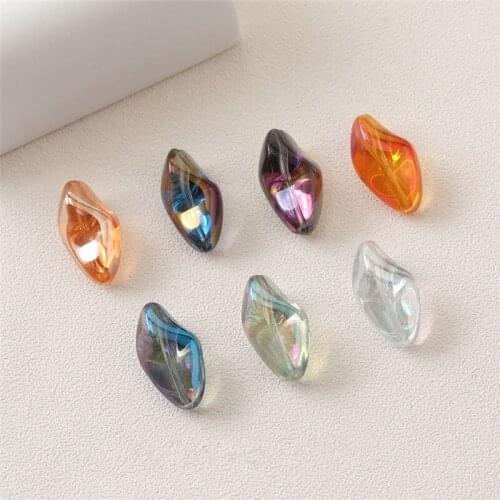 New style 60pcs/lot color print geometry irregular shape Straight hole glass beads diy jewelry bracelet accessory