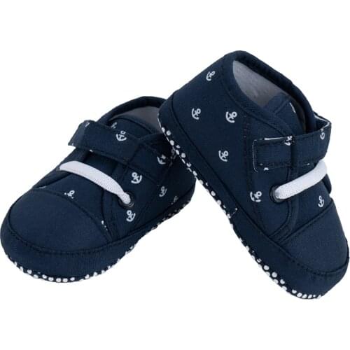 Anchor Pattern Hook & Look Flat Baby Shoes Toddler Boy Girl Shoes First Walkers for Newborn Baby 0-12 Months