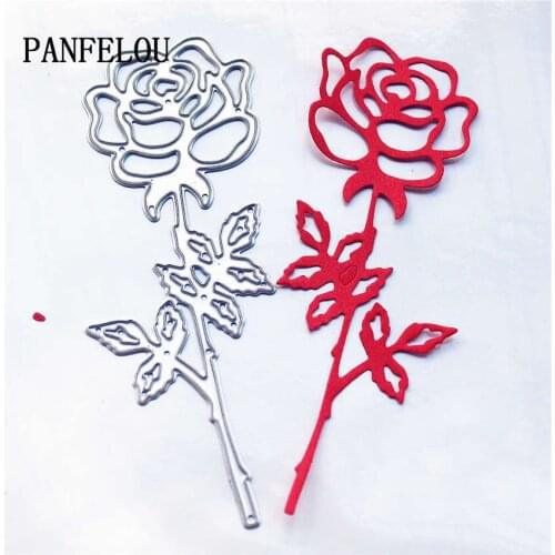 PANFELOU Metal craft The Shy rose paper die cutting dies for Scrapbooking/DIY Valentines day wedding New year cards