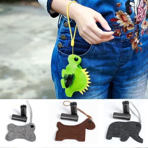 Portable Pet Dog Waste Bag Dispenser For Dog Poop Bags Animal Shape Cloth Outdoor Waste Poop Bag Dispenser Holder with 1 Bag 2