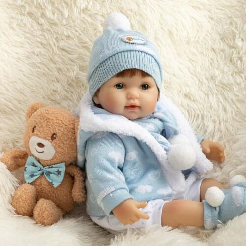 18 Inch Realistic Reborn Baby Dolls Cotton Body Silicone Limbs Boy Doll Baby Toy For Toddler Kids Birthday Xmas Gifts