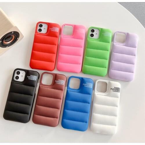 Luxury Smooth Down Jacket Phone Case For iPhone 12 Mini 11 Pro Max X XS Max XR 7 8 Plus SE 2020 Shockproof Soft Silicone Cover