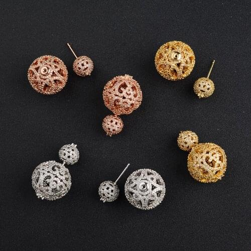 10-19mm Earrings Double sided Paved Crystal Ball Earrings