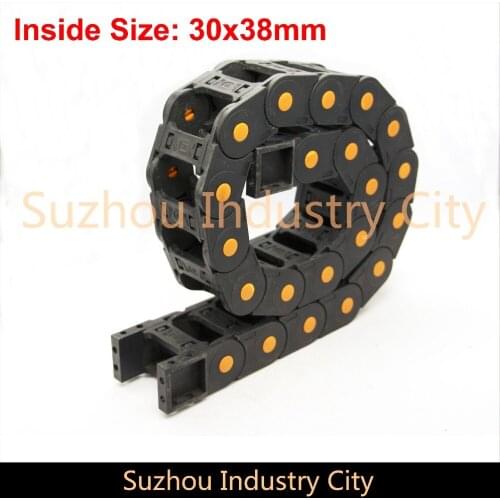 Series 30 x 38mm 50mm 57mm 77mm 103mm L1000mm Plastic Cable Drag Chain Wire Carrier with end connectors plastic towline