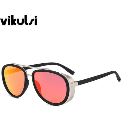 Unique Steampunk Sunglasses For Women Men Fashion Vintage Pilot Sun Glasses Female Red Mirror Shades Driving Eyewear Unisex
